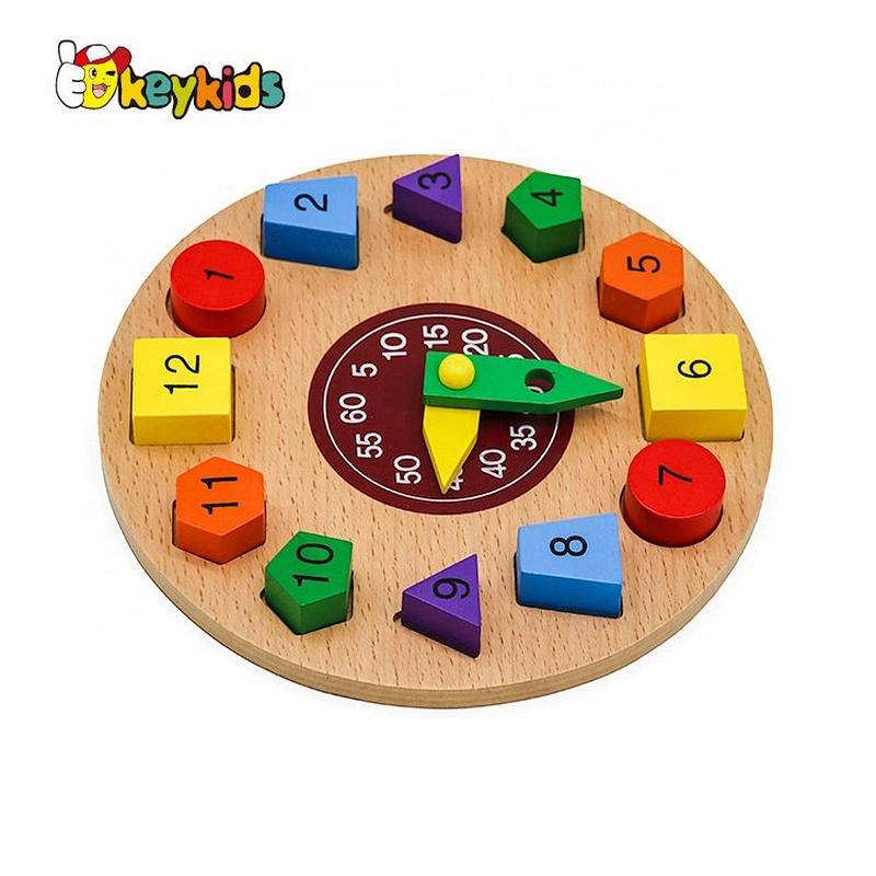 New hottest early teaching wooden shape sort clock for kids W14K055
