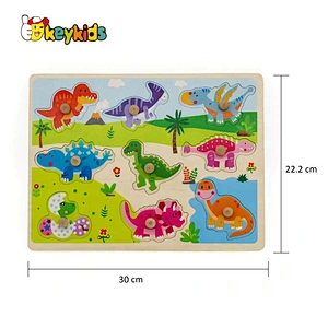 Kids 3d Dinosaur Simplex Toys Wooden Puzzles With Knob W14M155
