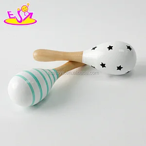 Wholesale hand painted mini wooden Mexican maracas for kids W07I128