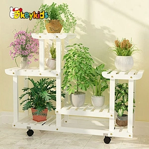 Most popular multi-tier wood flower stand rack shelf holder with wheels W08H117B
