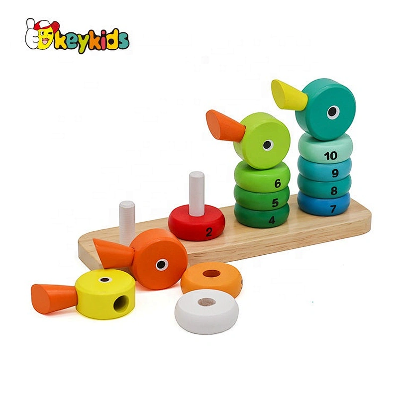 wholesale cheap stacking duck blocks wooden kids building toys for education W13D156