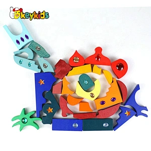 Montessori color cognitive toys wooden rainbow gems building blocks puzzle for kids W14A260