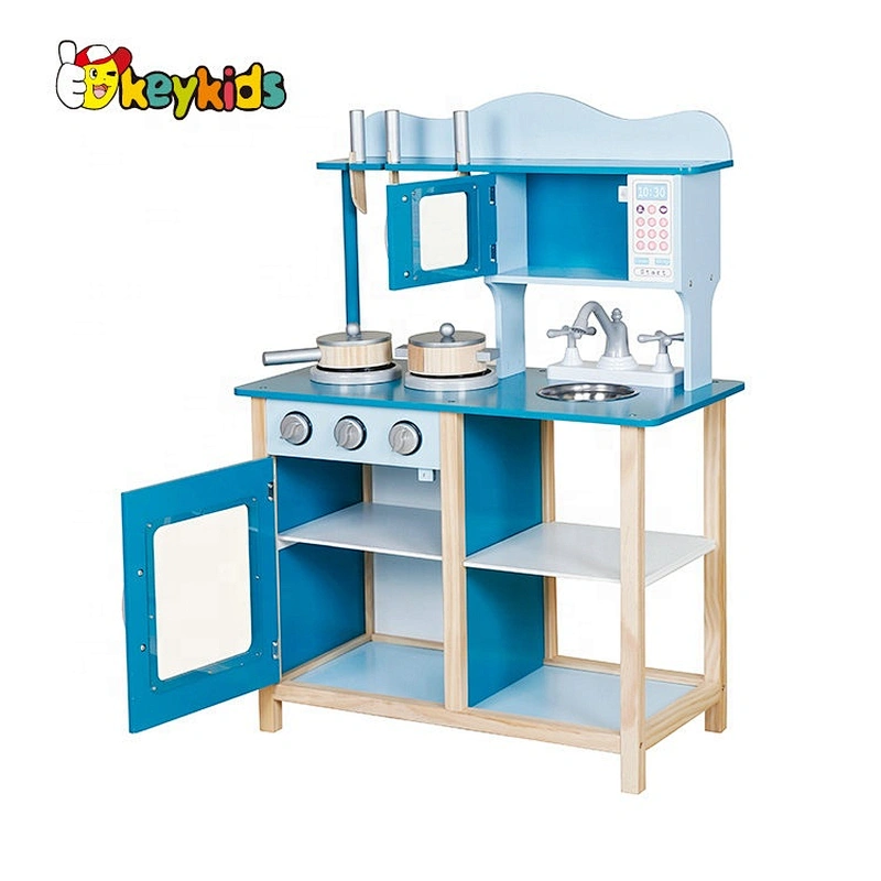 Hot selling children pretend role play wood kids kitchen play set for wholesale W10C404C