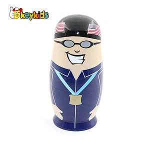 Hand painted Russia 3 in 1 wooden nesting dolls for kids W06D142