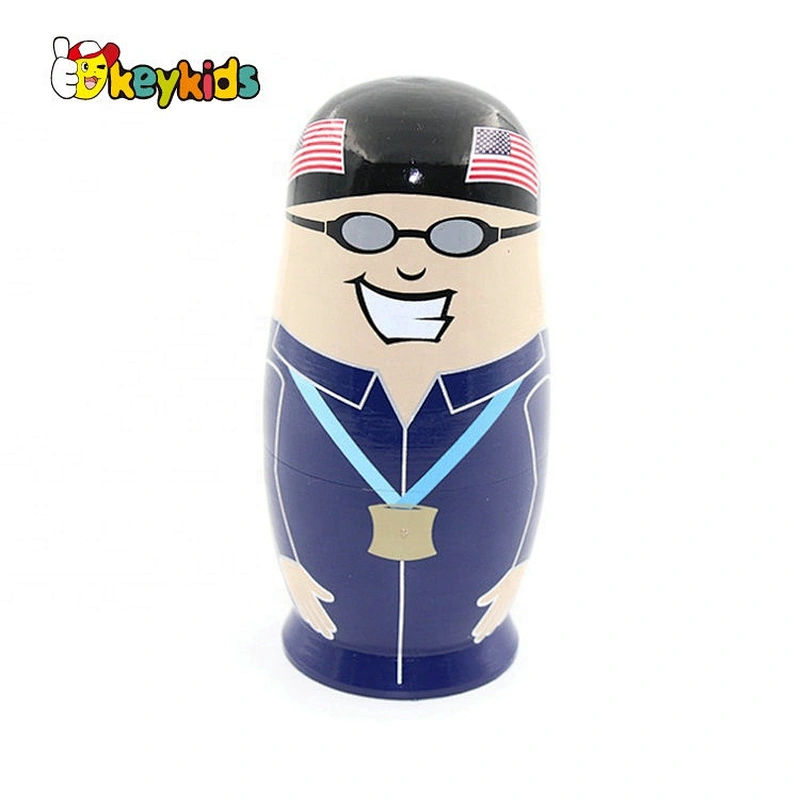 Hand painted Russia 3 in 1 wooden nesting dolls for kids W06D142