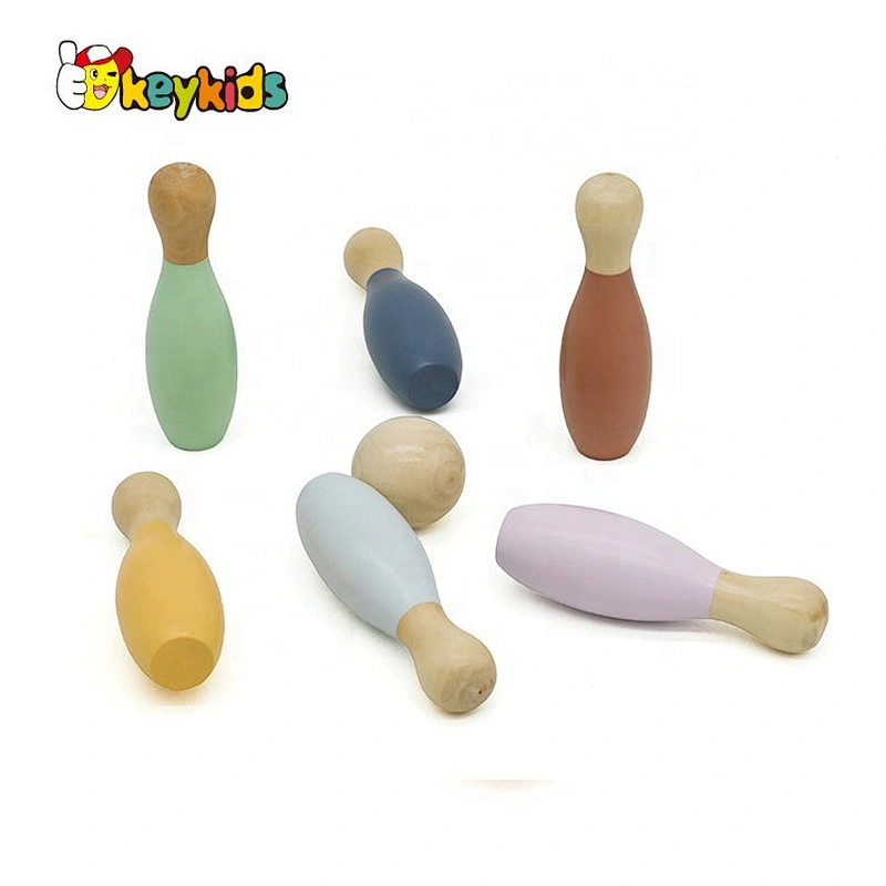 Early developmental toys bowling game wooden kids bowling set with ball W01D074