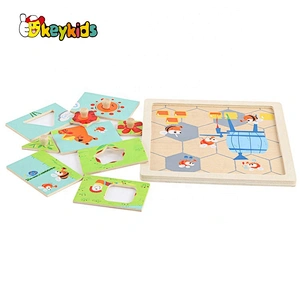 2020 New sale kids preschool wooden daily jigsaw puzzle with customize W14M221
