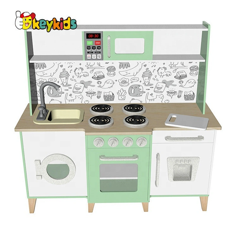 New design interactive water function wooden toy kitchen set for kids W10C635B