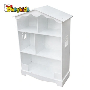 New design dollhouse shaped wooden white bookcase for children W08D015B