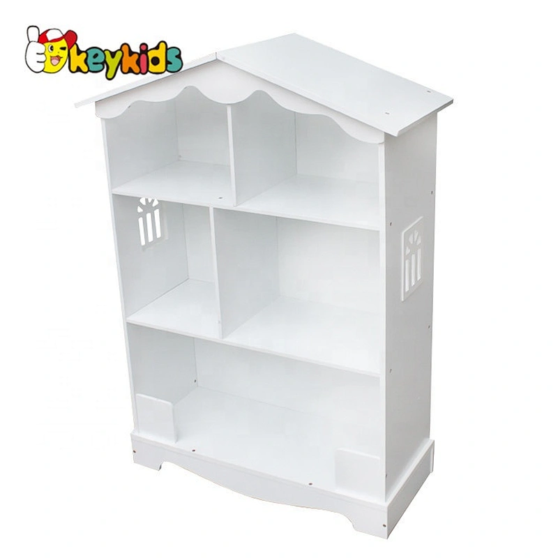 New design dollhouse shaped wooden white bookcase for children W08D015B
