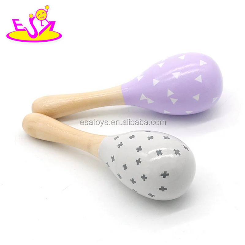 2018 Amazon best sellers educational wooden maraca shaker for kids W07I136