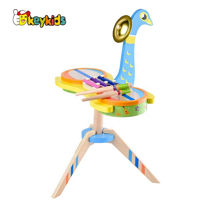 2020 New arrival standing wooden toy drum set for kids W07J042