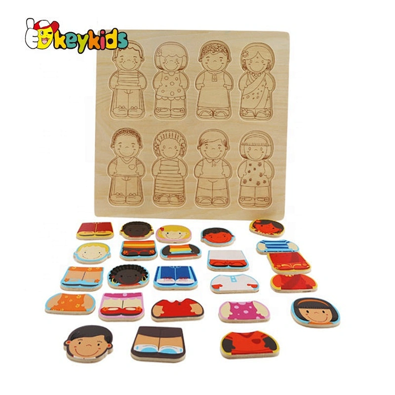 2020 Customize preschool wooden human shape puzzle for toddlers W14D116