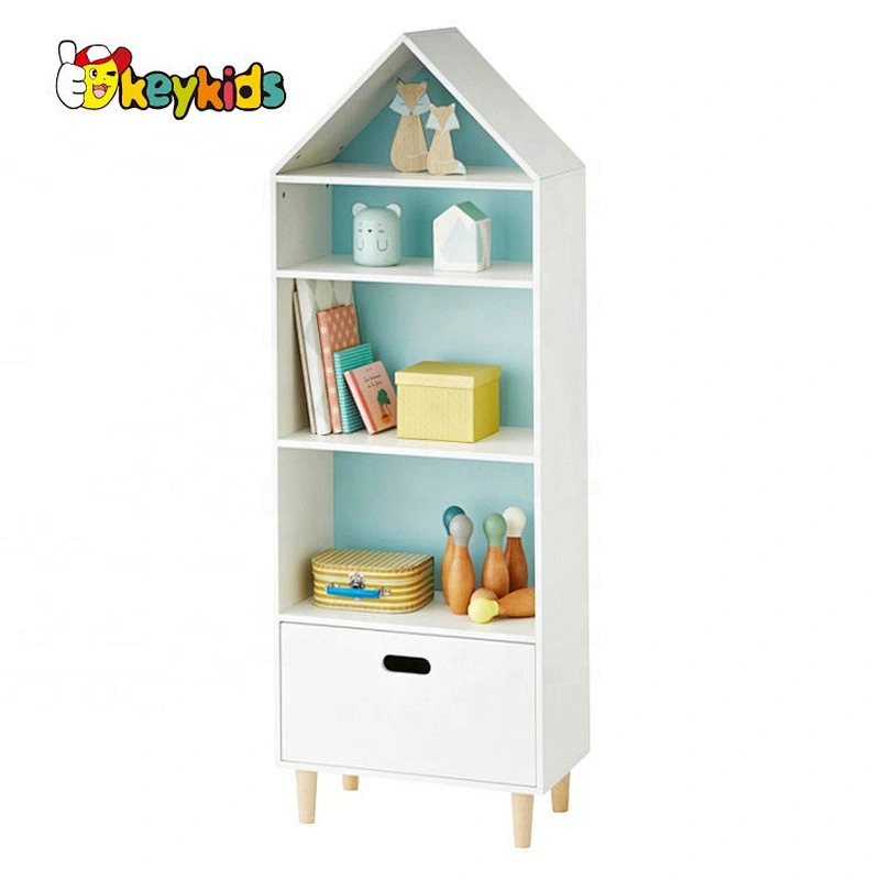 2020 Hot sale kids white wooden toy box with bookshelf W08C292