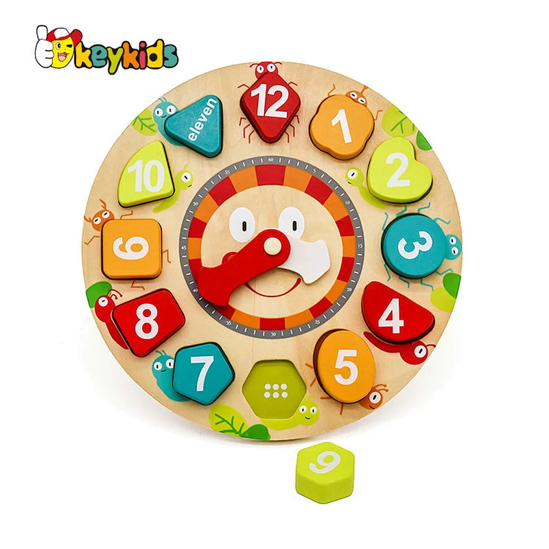 Colorful Wooden Learning Puzzles 3D Puzzle Clock For Kids W14K054