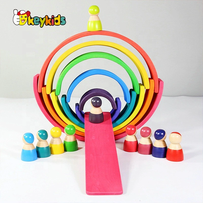 2021 New released educational play set wooden rainbow sensory blocks for kids W13A247