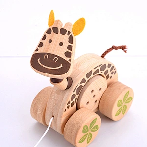 Customize preschool wooden animal car toy for kids W05B180