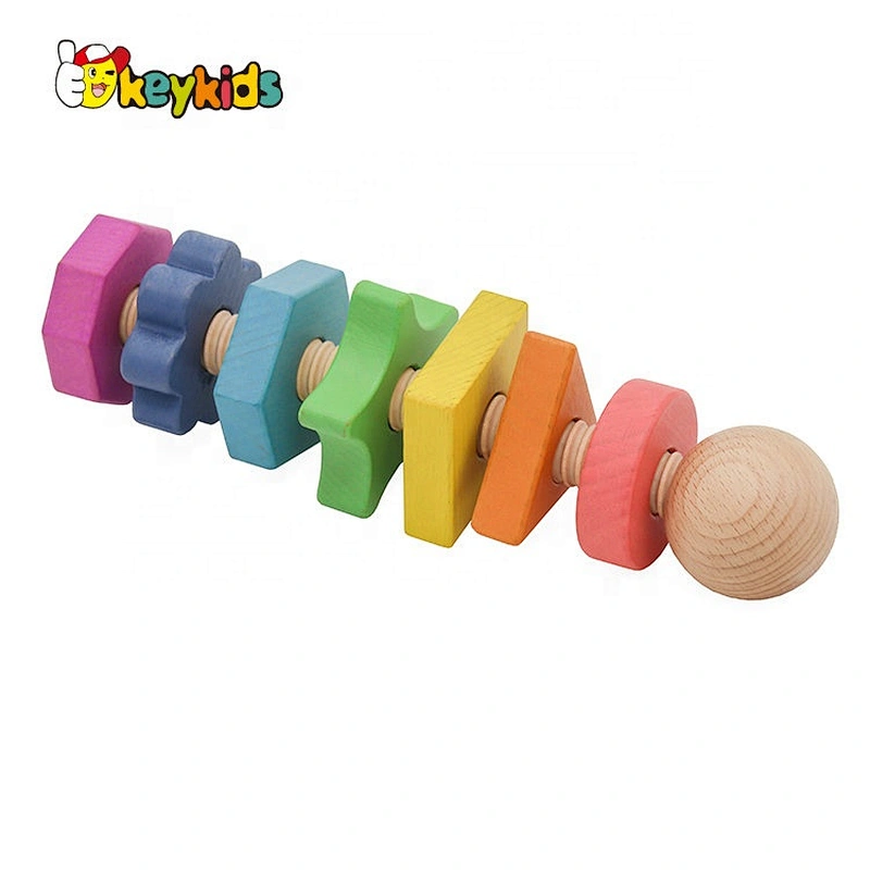 2021 Customize educational wooden rainbow nut toy for kids W03C037