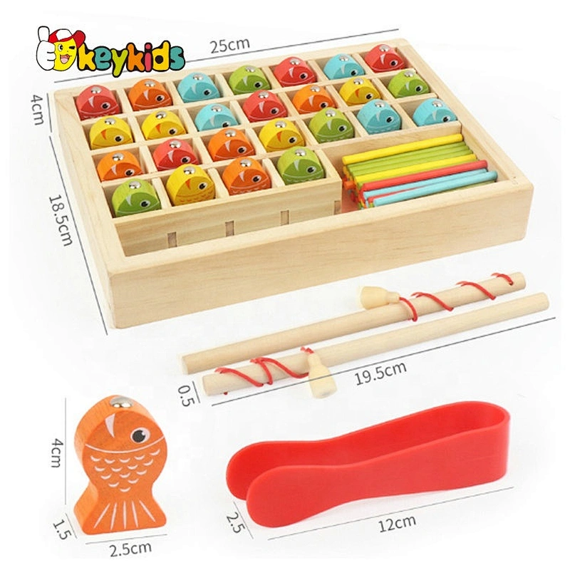 2021 New released digital magnetic wooden fishing game for kids education W12D295