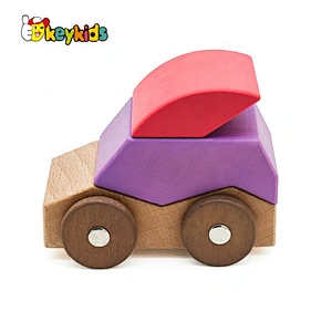 New design assembly toy wooden car blocks for kids W04A539
