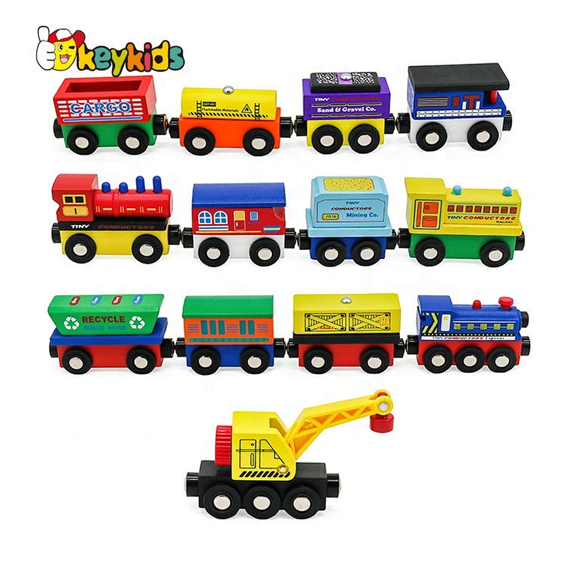 wholesale mini wooden magnetic train toy set for children W04A481