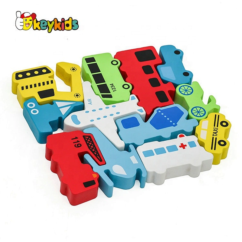 2021 Hot selling car shape wooden block puzzle game for kids W14A250