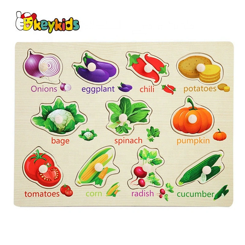 2020 Customize educational wooden vegetable puzzle with peg W14M195