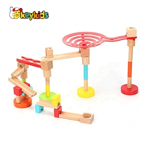 2020 New arrival 54 PCS educational wooden toy marble run for kids W04E085