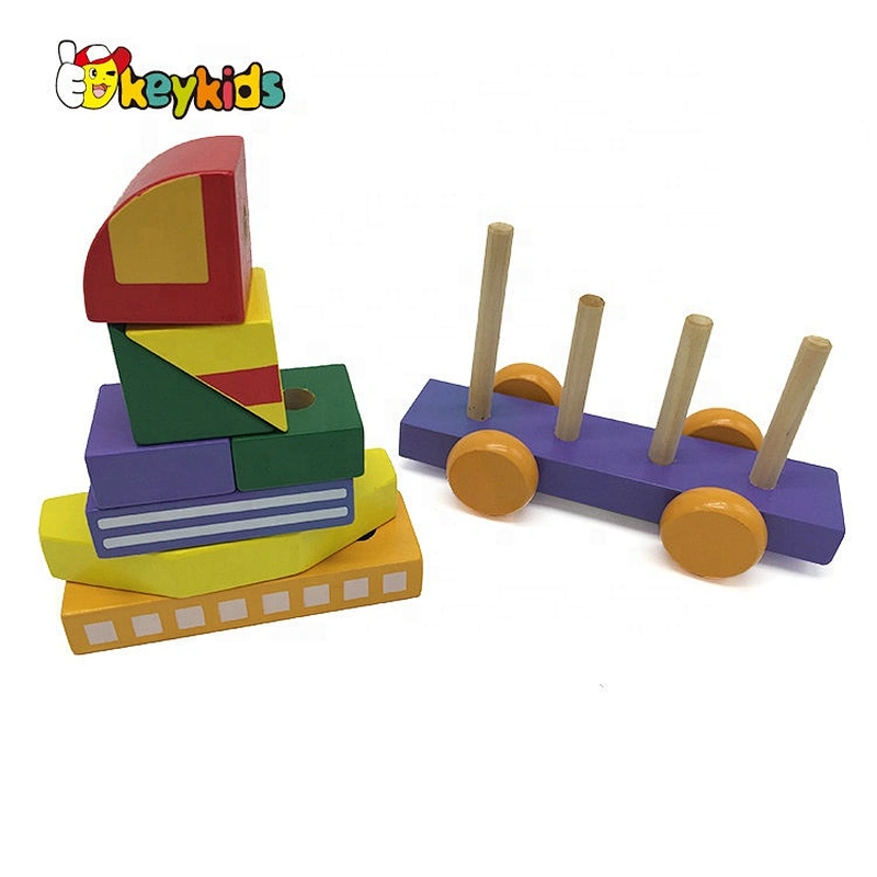 2019 High quality colorful stacking wood toys for kids W13D224