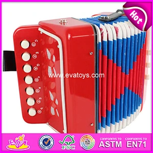 Hot sale and high quality toy accordion, new and popular children wooden accordion, musical instrument accordion W07K006