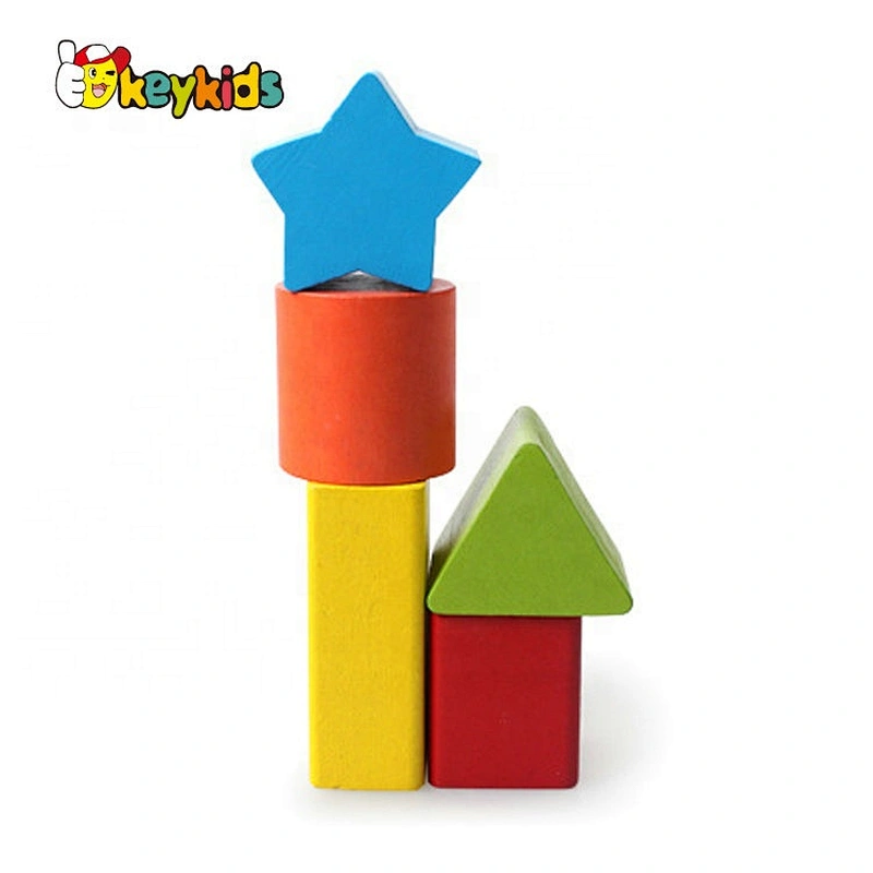 Customize colored wooden stacking cup toy for baby W13D258