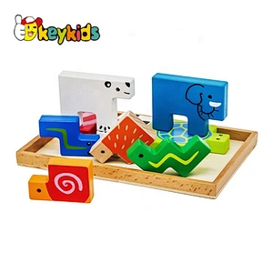 New hottest colorful animals wood block puzzle for children W14A189