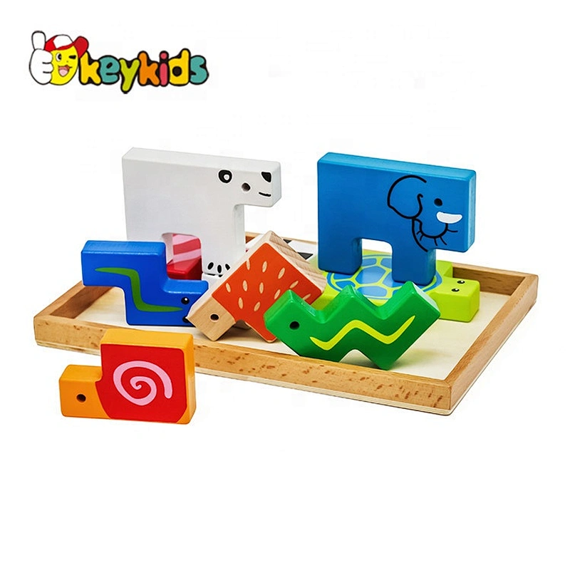 New hottest colorful animals wood block puzzle for children W14A189