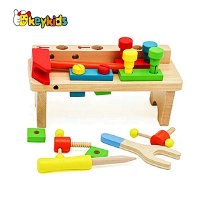 Top sale children educational wooden toy workbench with spanner W03D111