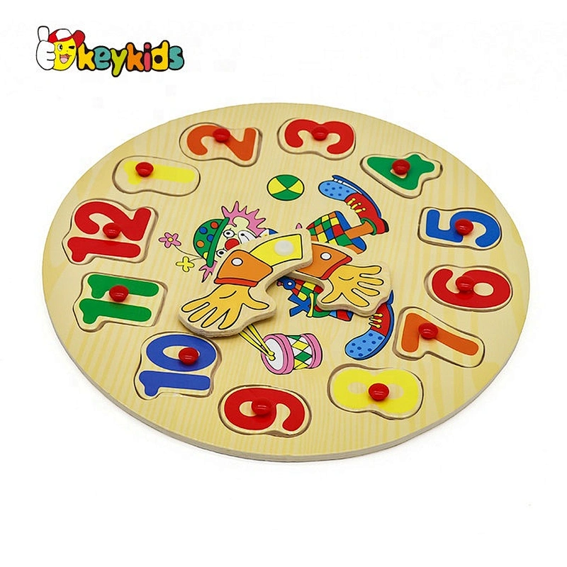 New hottest educational wooden teaching time clock for children W14B005