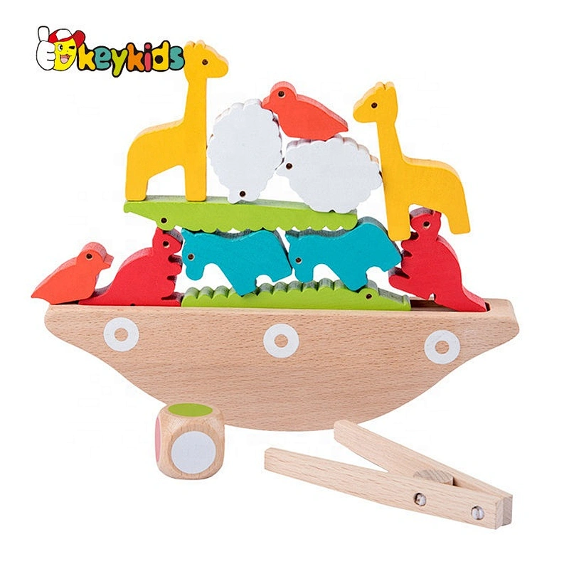 Most popular balance game wooden stacking animals for kids W11F086