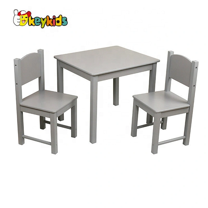 High quality grey wooden kids table and chair set with certifited W08G301A