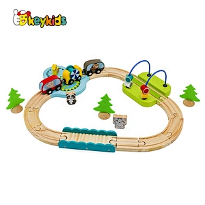 2019 Top sale 24 pieces children mini wooden toy railway set for wholesale W04C179
