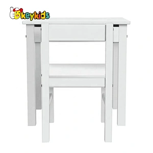 High quality kids white wooden study table with chair W08G275