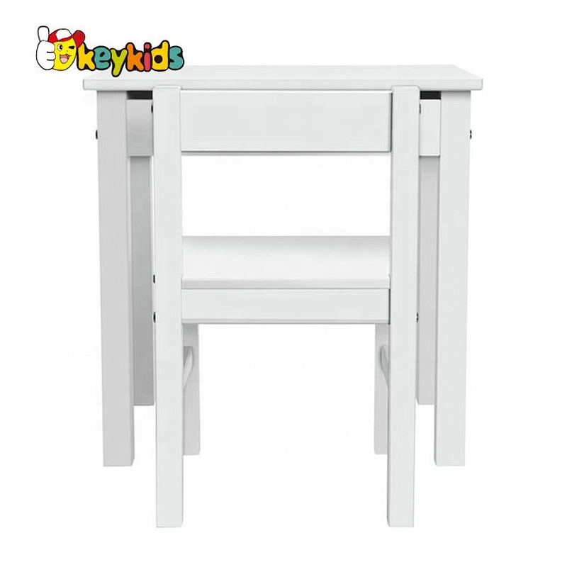 High quality kids white wooden study table with chair W08G275