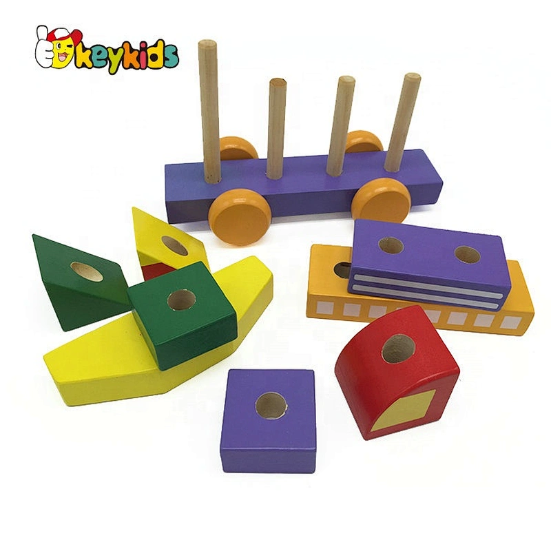 2019 High quality colorful stacking wood toys for kids W13D224