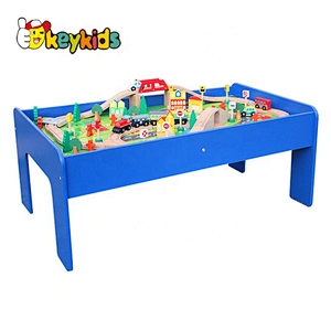 New arrival wooden railway train toy for kid,Fashion wooden railway train set,Roller coaster Track table for wholesale W04C009A
