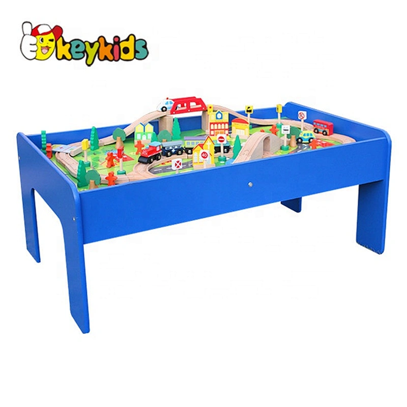 New arrival wooden railway train toy for kid,Fashion wooden railway train set,Roller coaster Track table for wholesale W04C009A