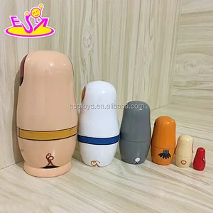 Customize 6 In 1 Cartoon Wooden Nesting Dolls toy For Children W06D100