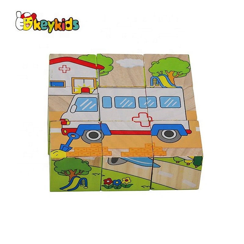 Customize 6 sides wood cube puzzle game for children W14F069