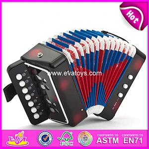Hot selling kids toy wooden musical button accordion W07K006C
