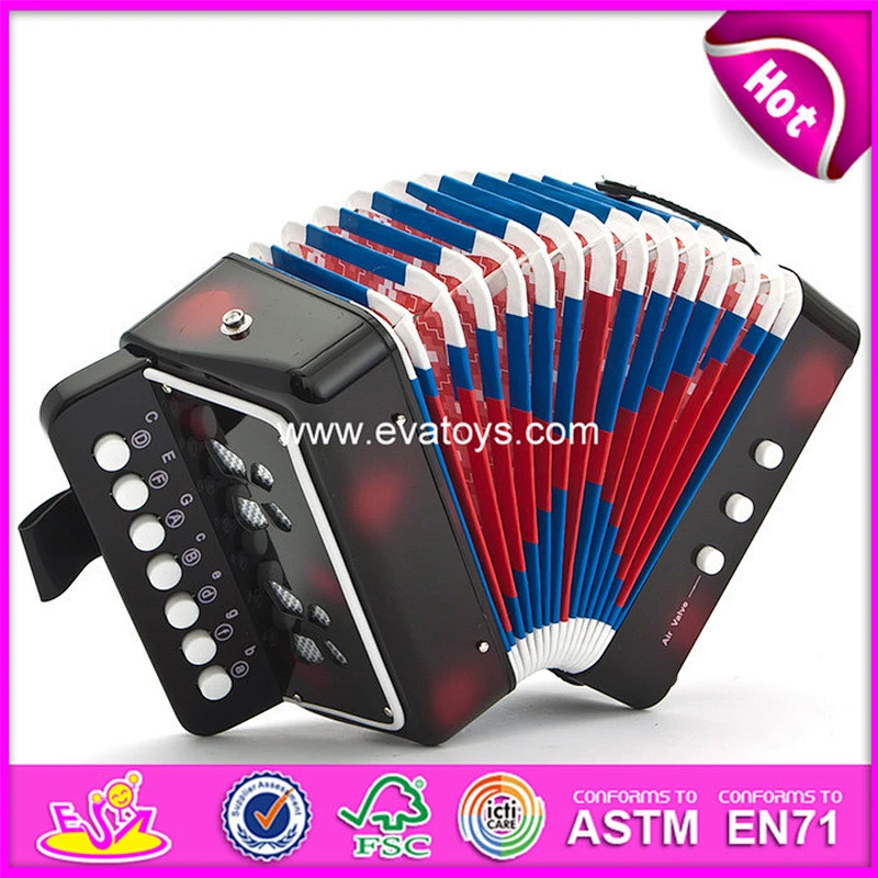 Hot selling kids toy wooden musical button accordion W07K006C