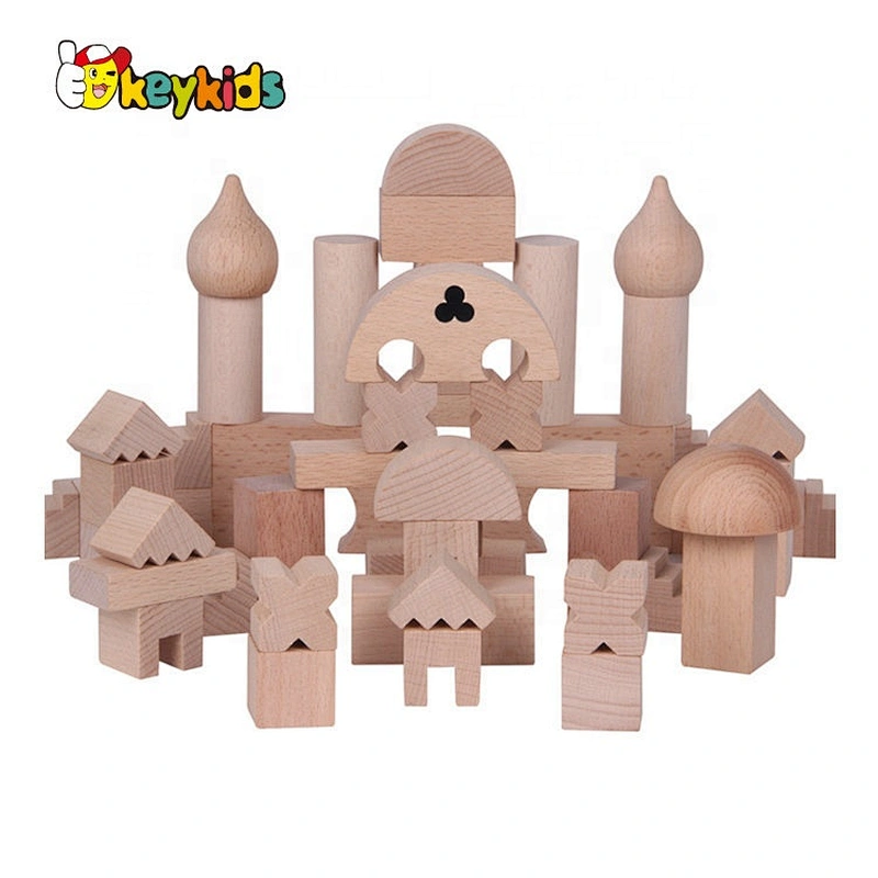 2019 Top sale 52PCS educational DIY wooden building blocks toys for kids W13A153