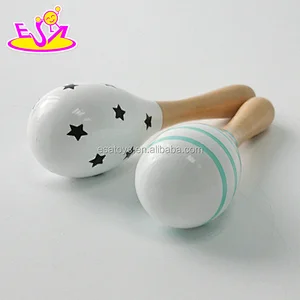 Wholesale hand painted mini wooden Mexican maracas for kids W07I128