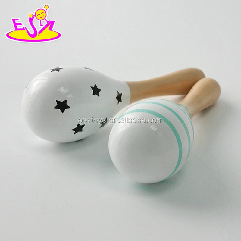 Wholesale hand painted mini wooden Mexican maracas for kids W07I128
